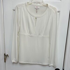 Stylish Laundry By Shelli Segal Cream Keyhole Blouse